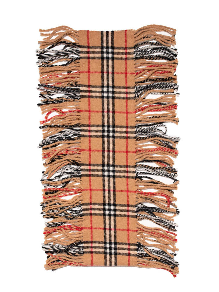 Burberry Cashmere Nova Check Fringe Scarf Brown