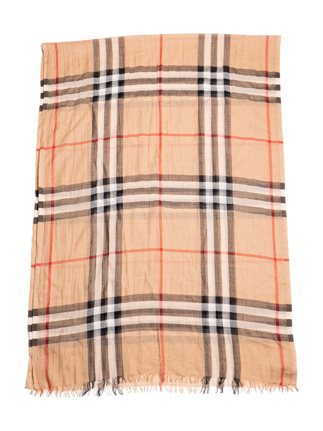 Burberry Cashmere Silk House Check Wide Scarf Brown