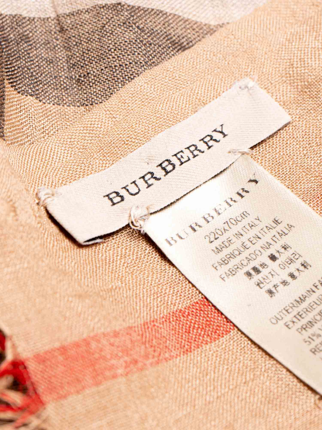 Burberry Cashmere Silk House Check Wide Scarf Brown