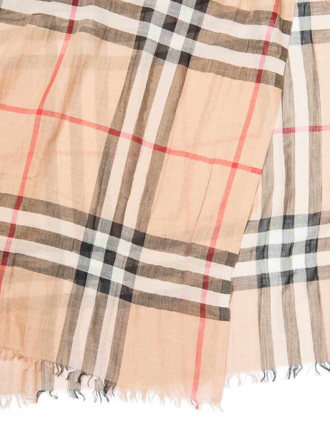 Burberry Cotton House Check Fringe Large Summer Scarf Brown