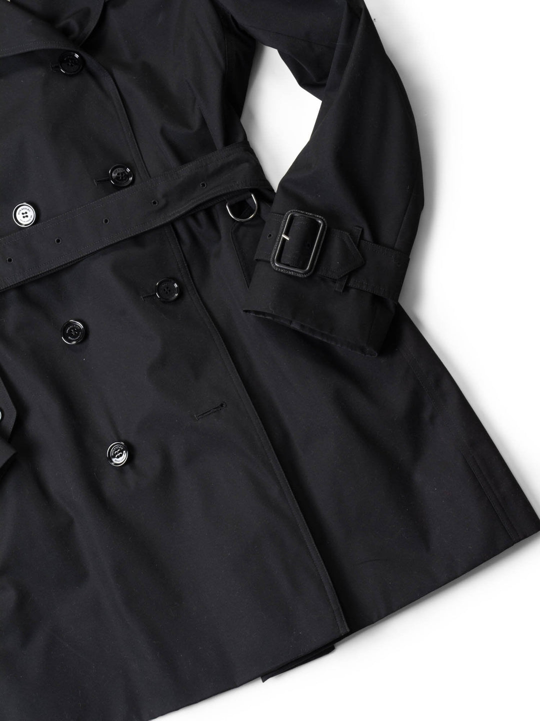 Burberry Gabardine Nova Check Trench Coat Black