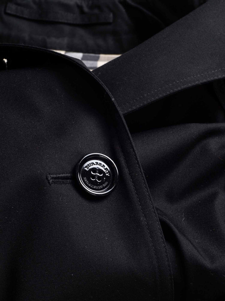 Burberry Gabardine Nova Check Trench Coat Black