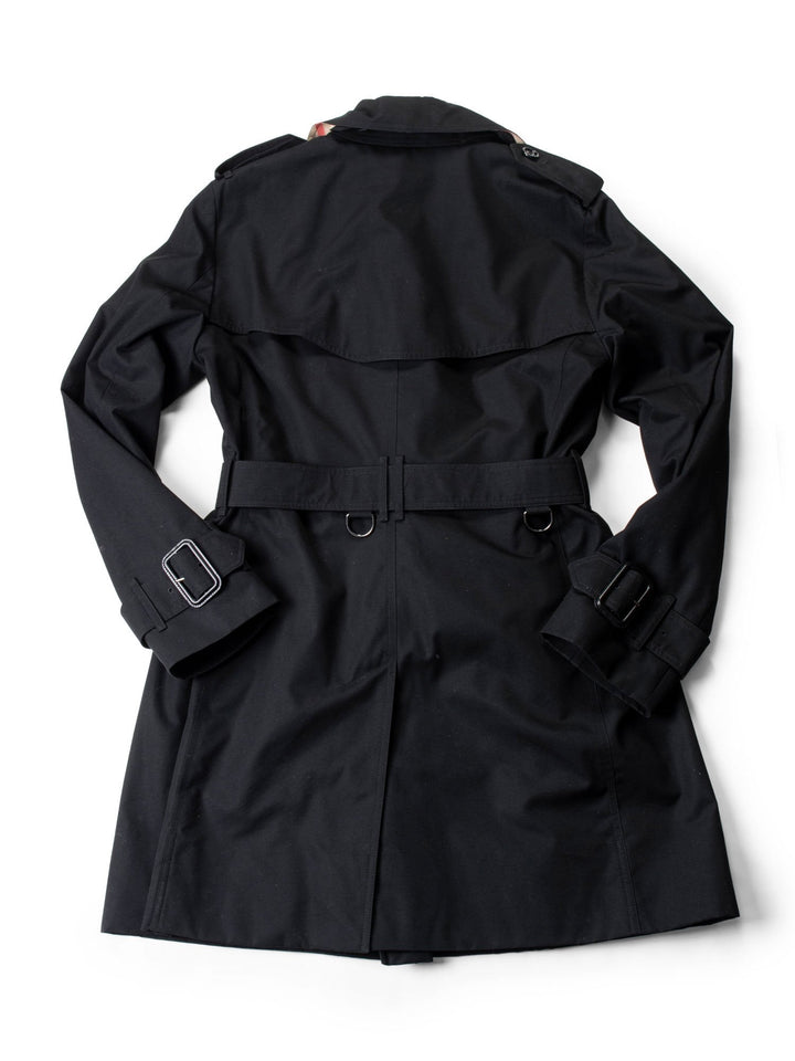 Burberry Gabardine Nova Check Trench Coat Black