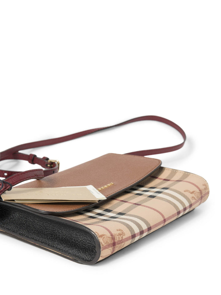 Burberry Haymarket Check Flap Messenger Bag Beige Brown