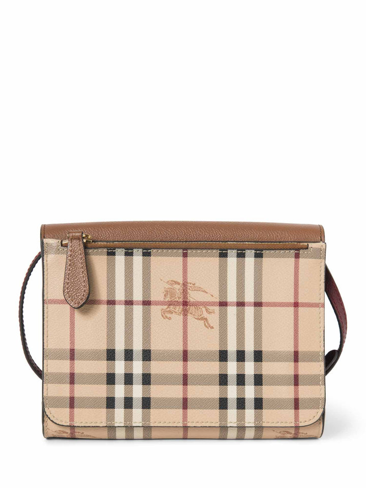 Burberry Haymarket Check Flap Messenger Bag Beige Brown