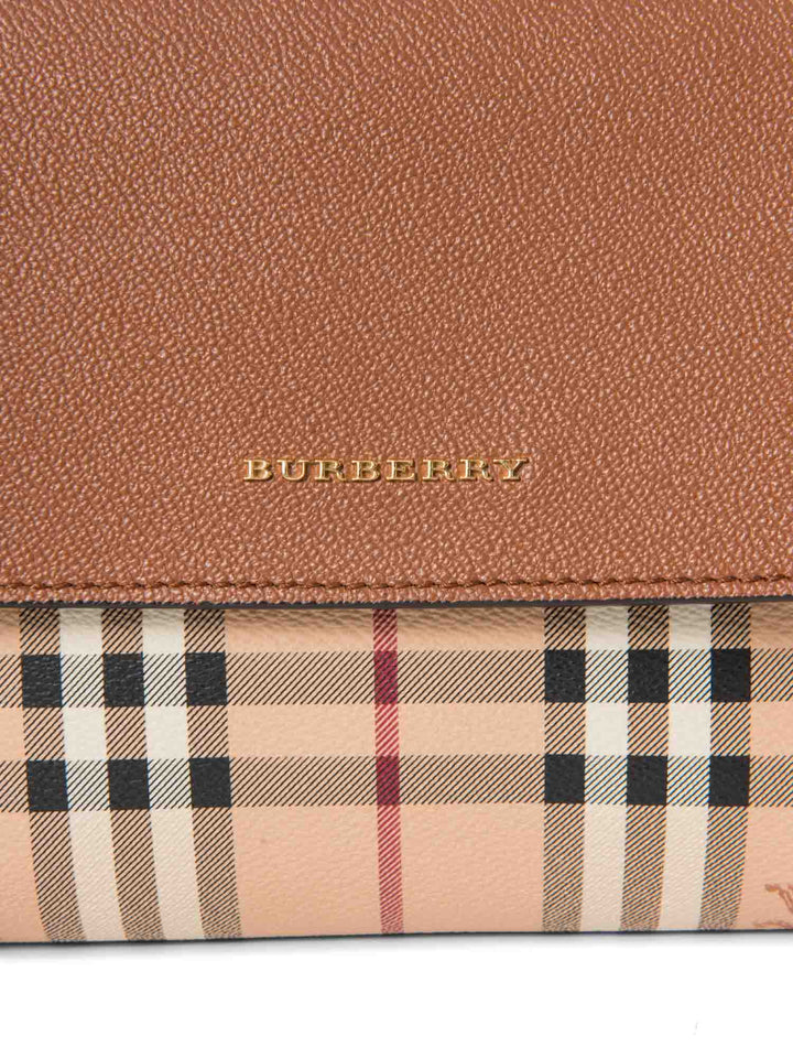 Burberry Haymarket Check Flap Messenger Bag Beige Brown