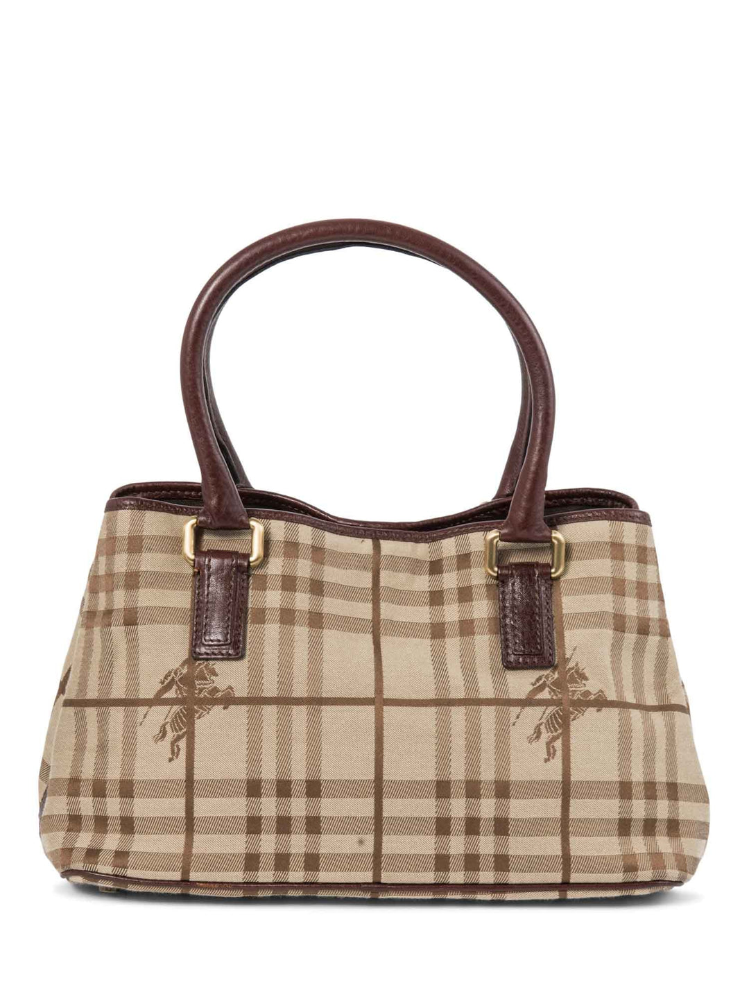 Burberry Heymarket Check Top Handle Shopper Bag Brown