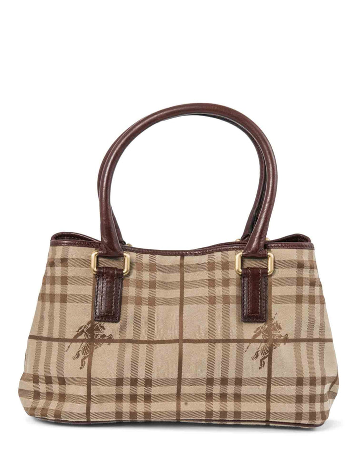 Burberry Heymarket Check Top Handle Shopper Bag Brown