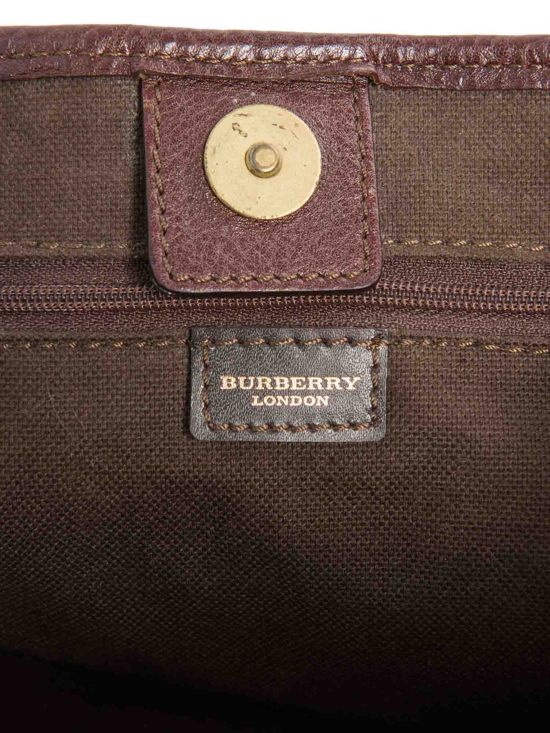 Burberry Heymarket Check Top Handle Shopper Bag Brown
