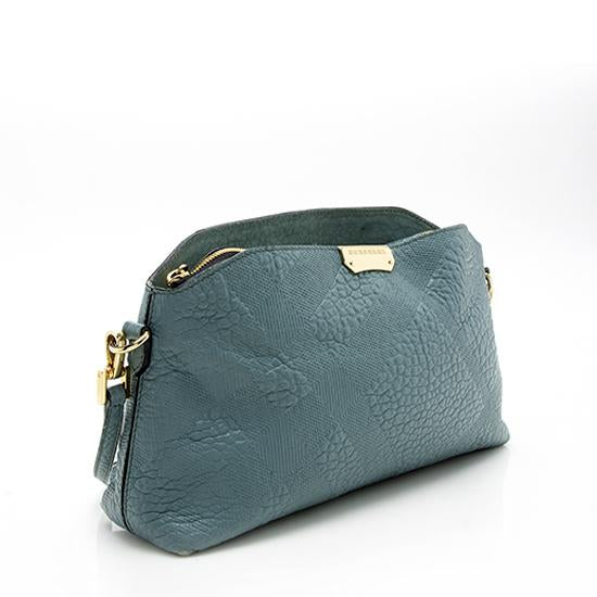 Burberry Leather Embossed Check Chichester Clutch - FINAL SALE (SHF-10655)