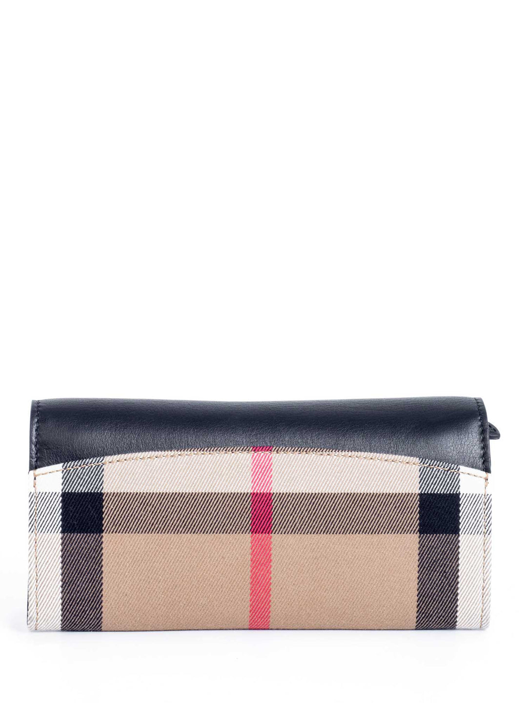 Burberry Leather House Check Flap Wallet Black Brown
