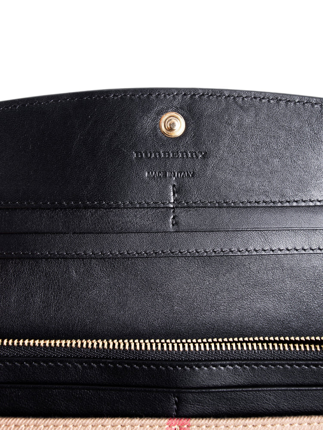 Burberry Leather House Check Flap Wallet Black Brown
