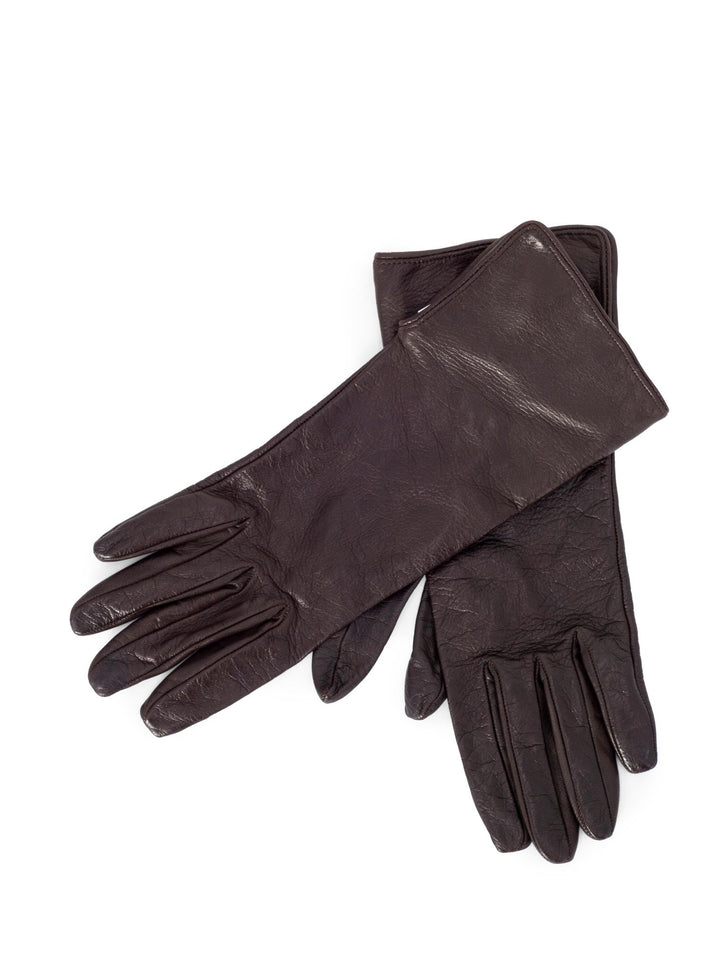 Burberry Leather Nova Check Gloves Brown