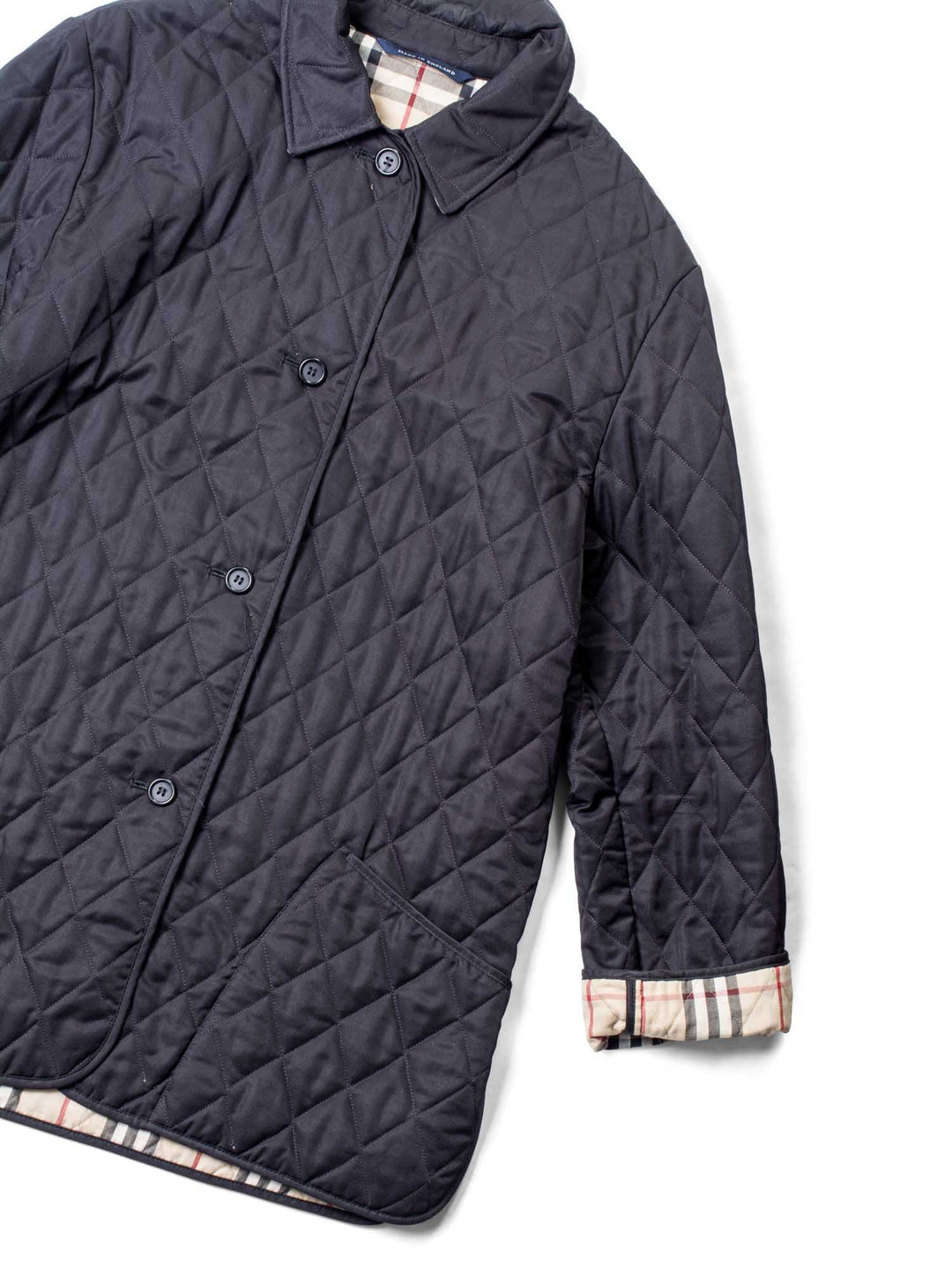 Burberry Logo Nova Check Quilted Jacket Black Beige