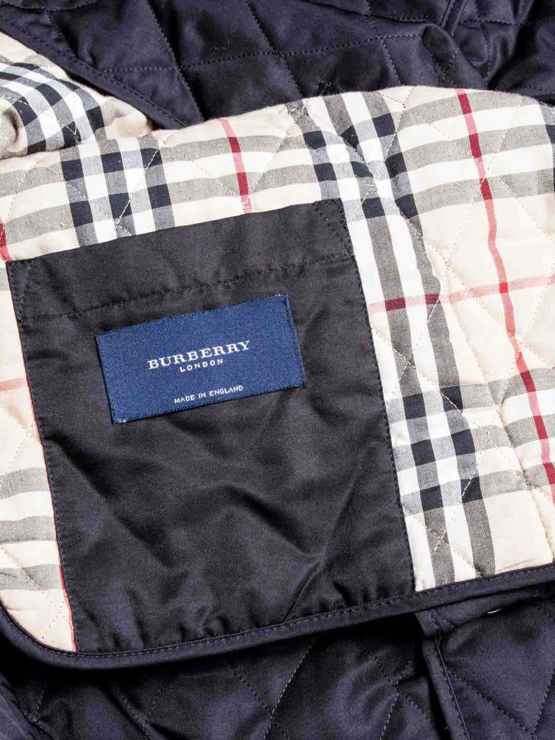 Burberry Logo Nova Check Quilted Jacket Black Beige