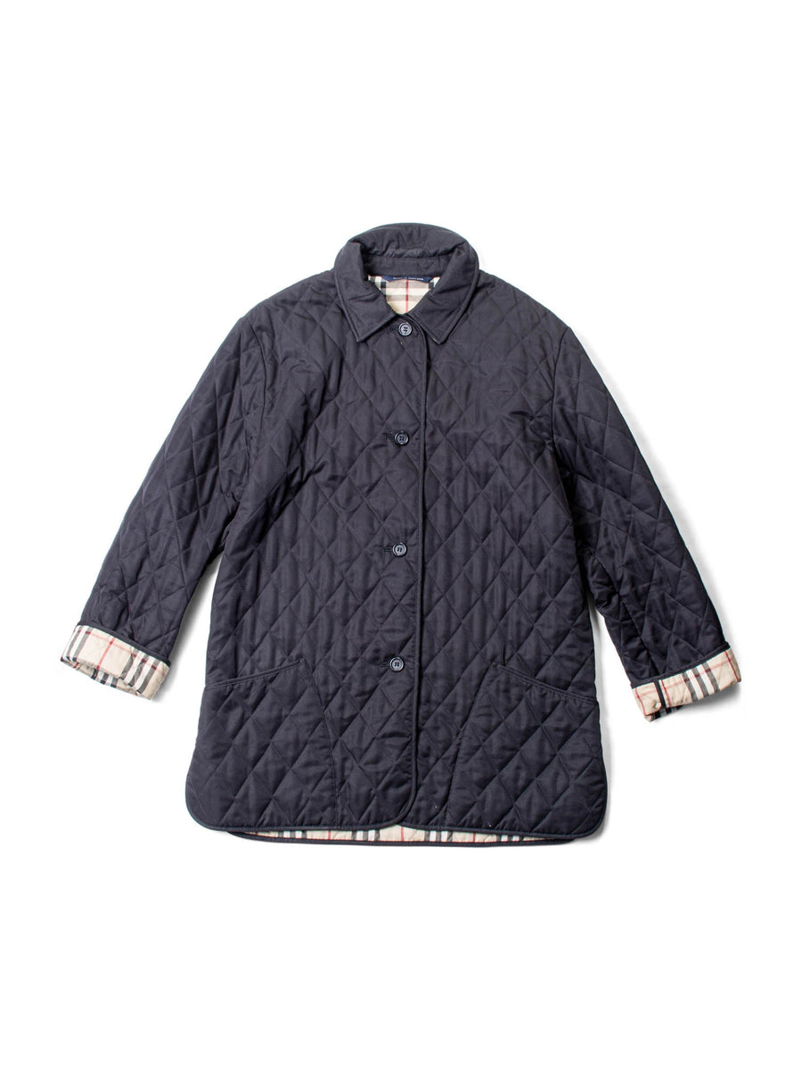 Burberry Logo Nova Check Quilted Jacket Black Beige-designer resale
