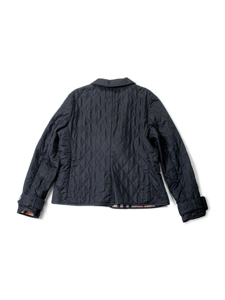 Burberry Logo Quilted Nova Check Buckle Jacket Black
