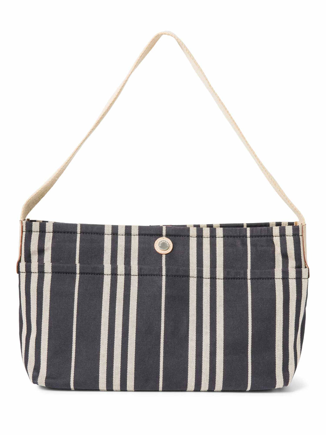 Burberry Logo Striped Canvas Tote Bag Navy Ivory