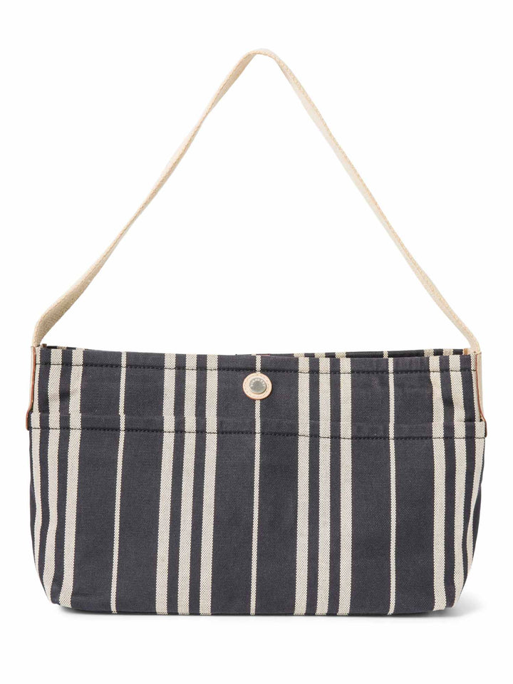 Burberry Logo Striped Canvas Tote Bag Navy Ivory
