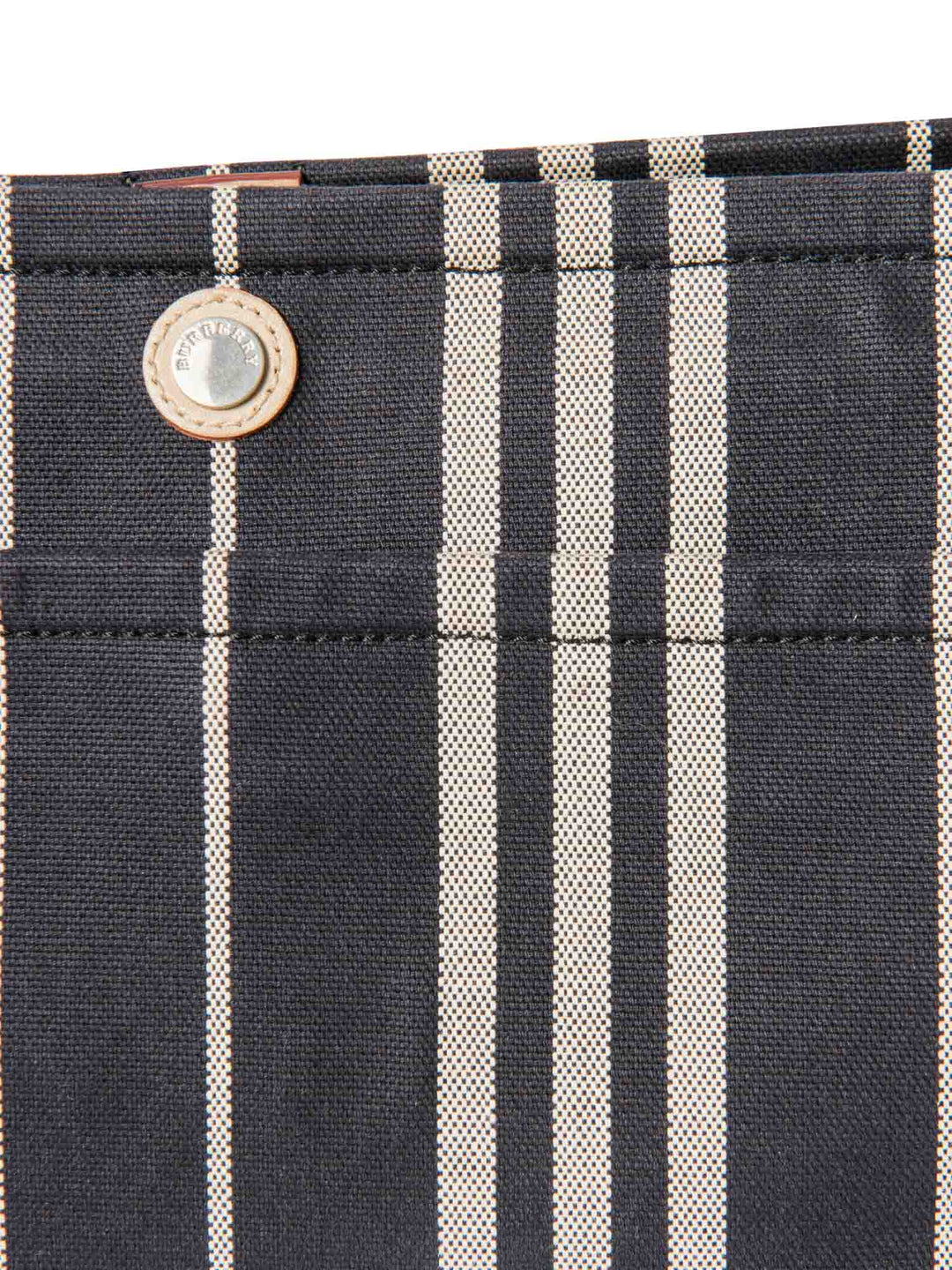 Burberry Logo Striped Canvas Tote Bag Navy Ivory