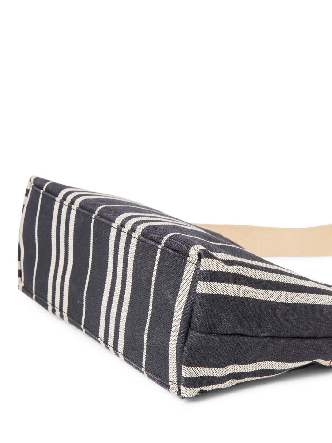 Burberry Logo Striped Canvas Tote Bag Navy Ivory