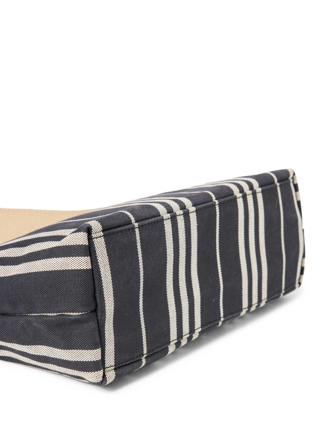 Burberry Logo Striped Canvas Tote Bag Navy Ivory