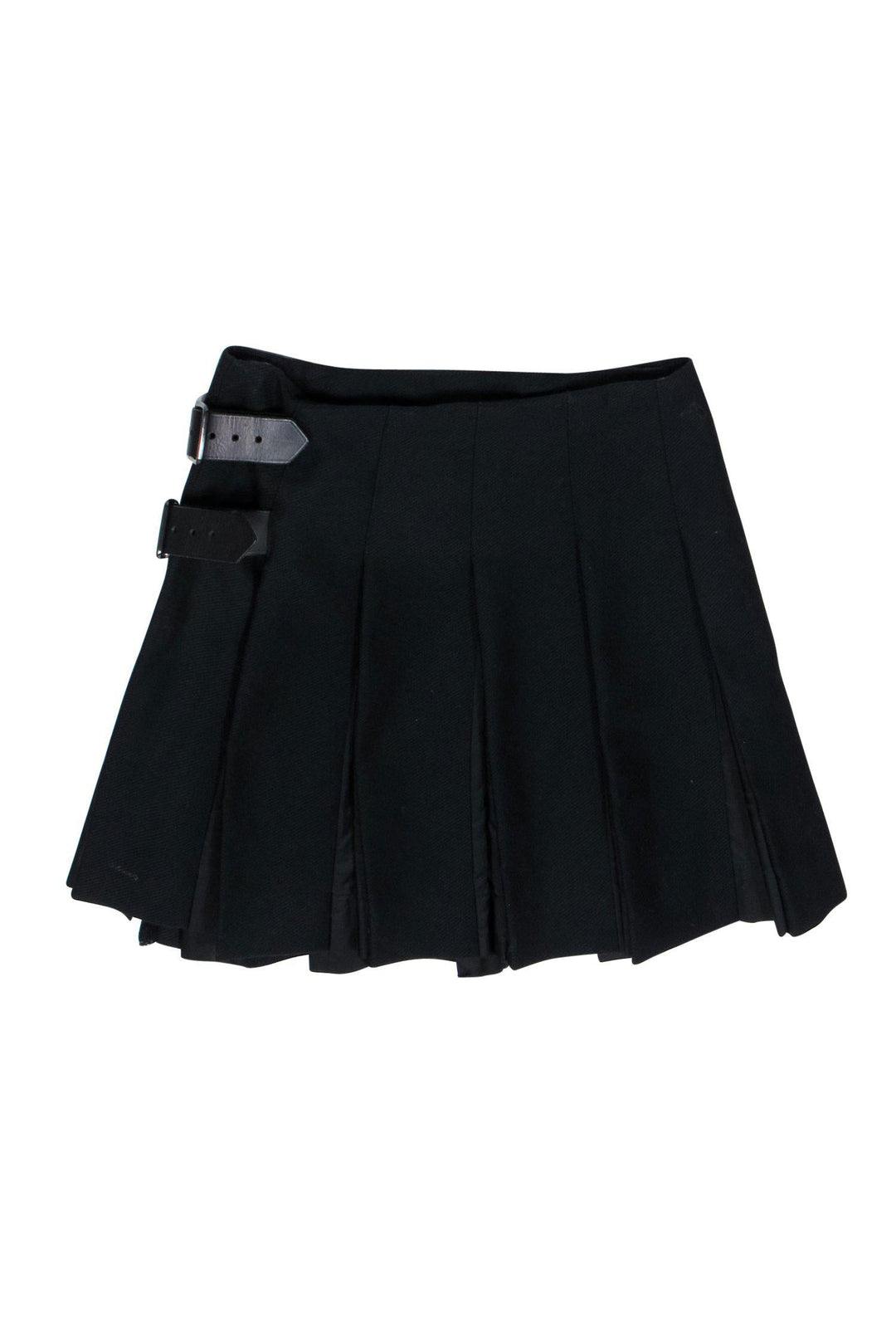 Burberry London - Black Pleated Miniskirt w/ Side Buckles Sz 4