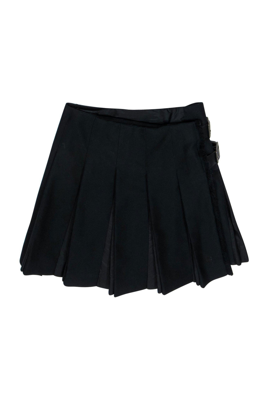 Burberry London - Black Pleated Miniskirt w/ Side Buckles Sz 4