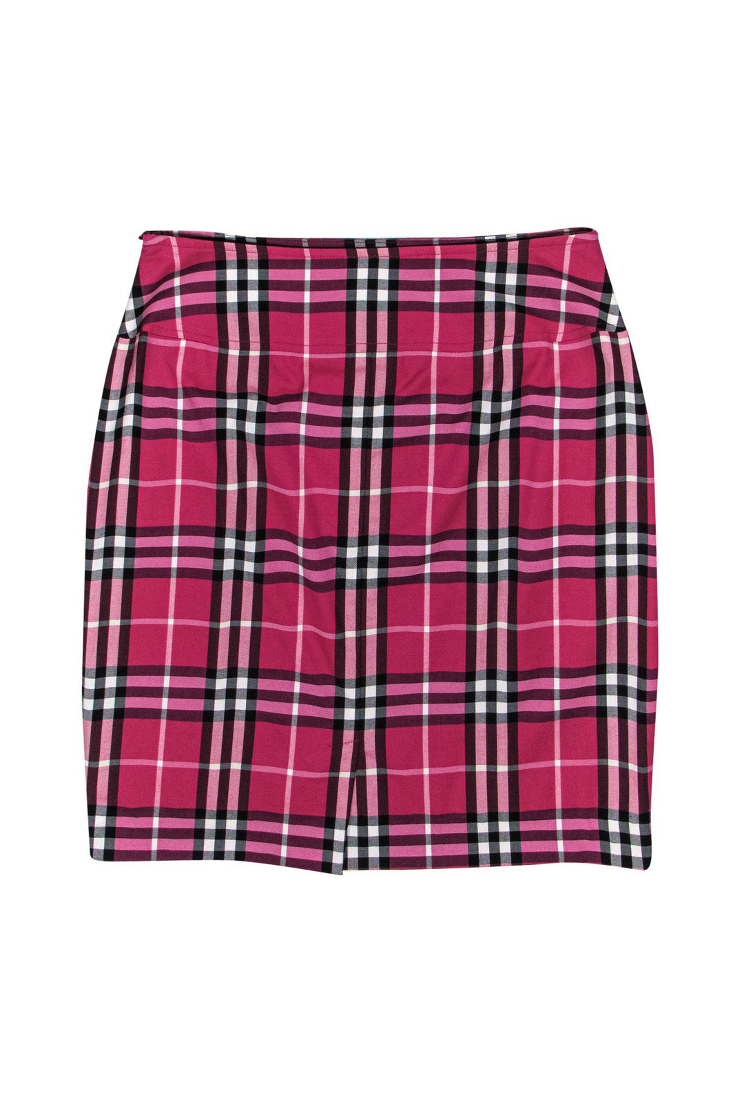 Burberry London - Magenta, Black & White Plaid Pencil Skirt Sz 6