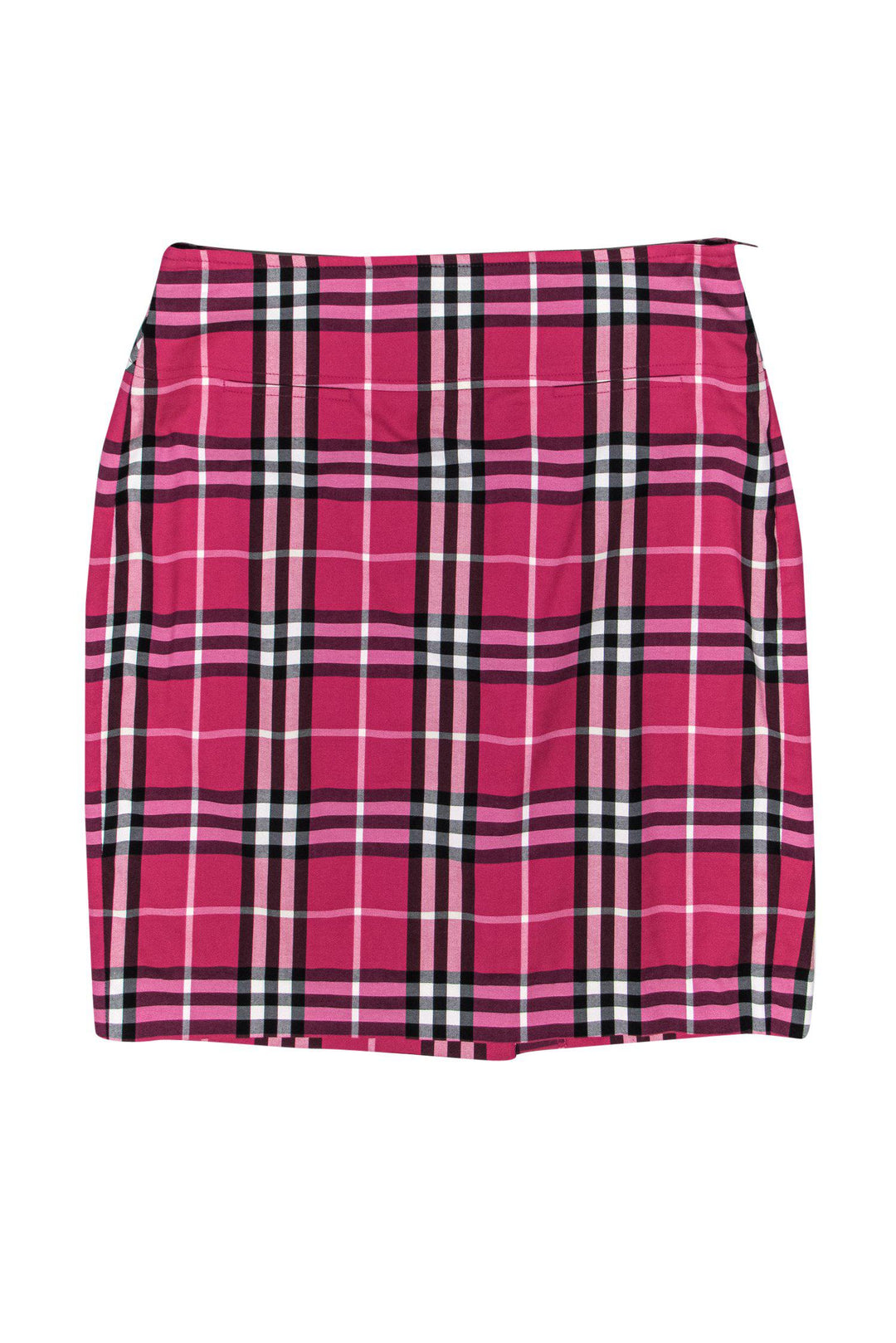 Burberry London - Magenta, Black & White Plaid Pencil Skirt Sz 6