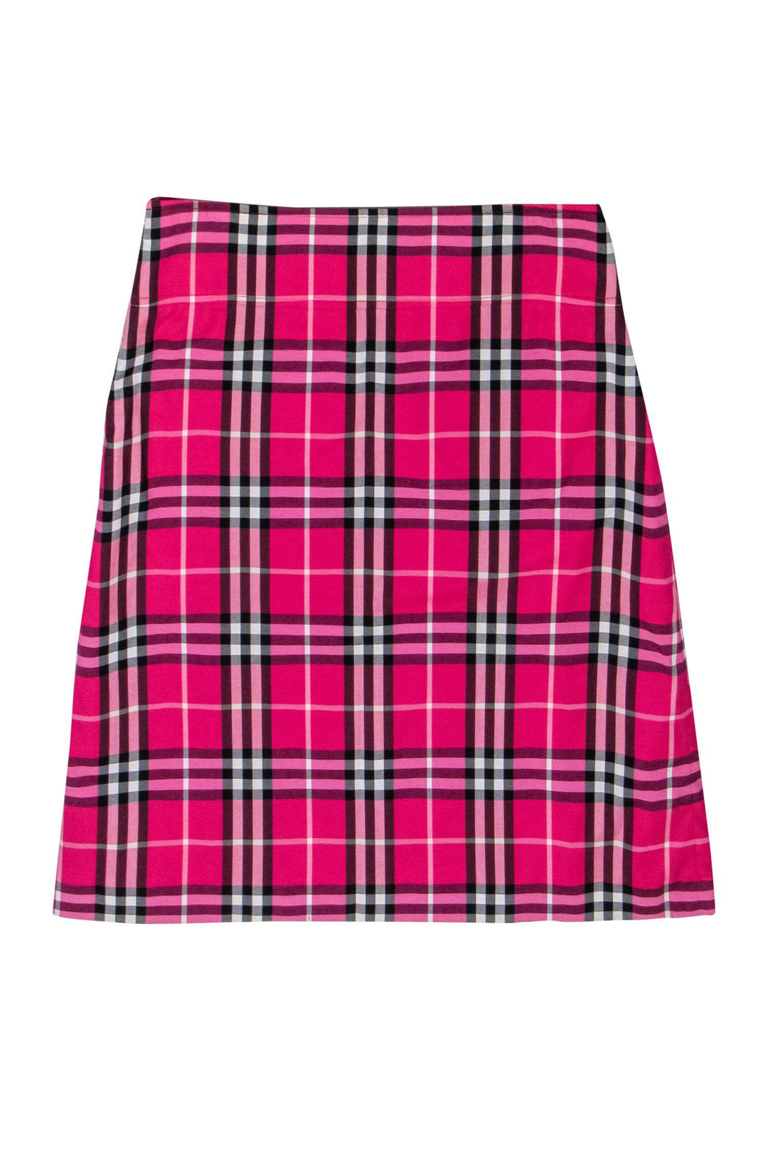 Burberry London - Pink & Black Plaid A-Line Skirt Sz 6