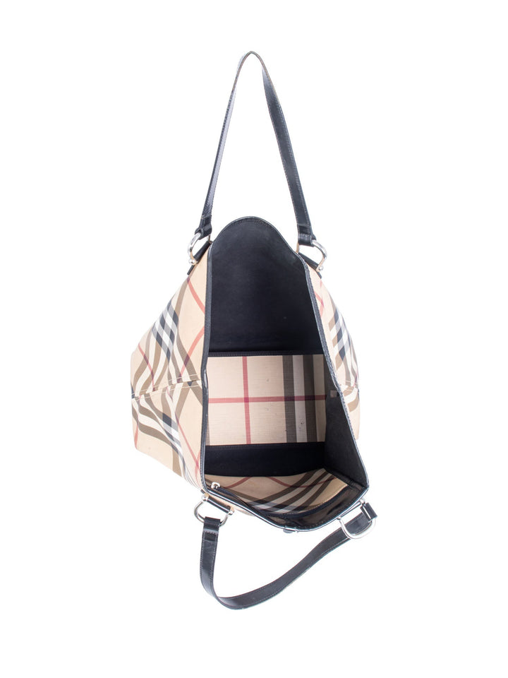 Burberry Nova Check Canvas Neverfull Tote Beige Black