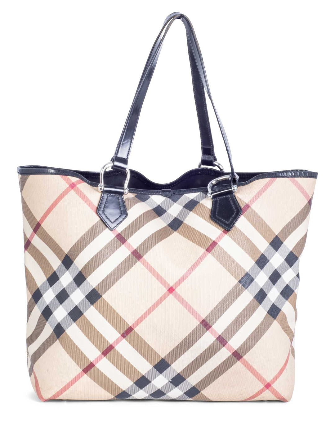 Burberry Nova Check Canvas Neverfull Tote Beige Black