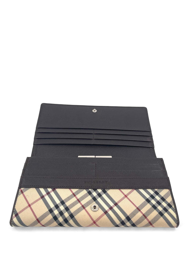 Burberry Nova Check Long Flap Wallet Beige Brown