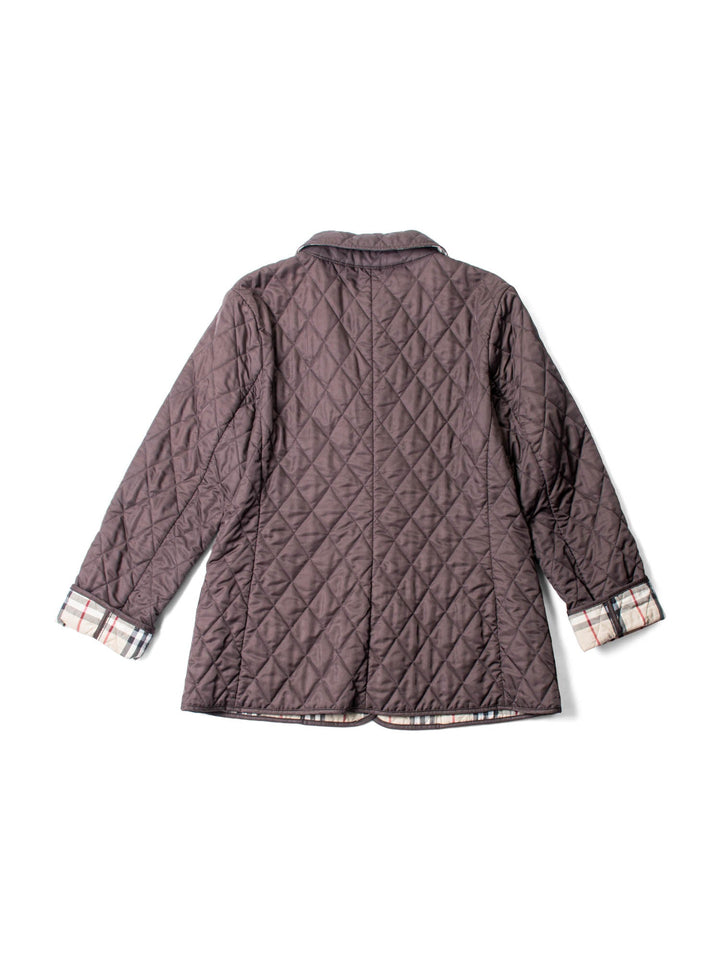 Burberry Nova Check Quilted Fitted Jacket Brown