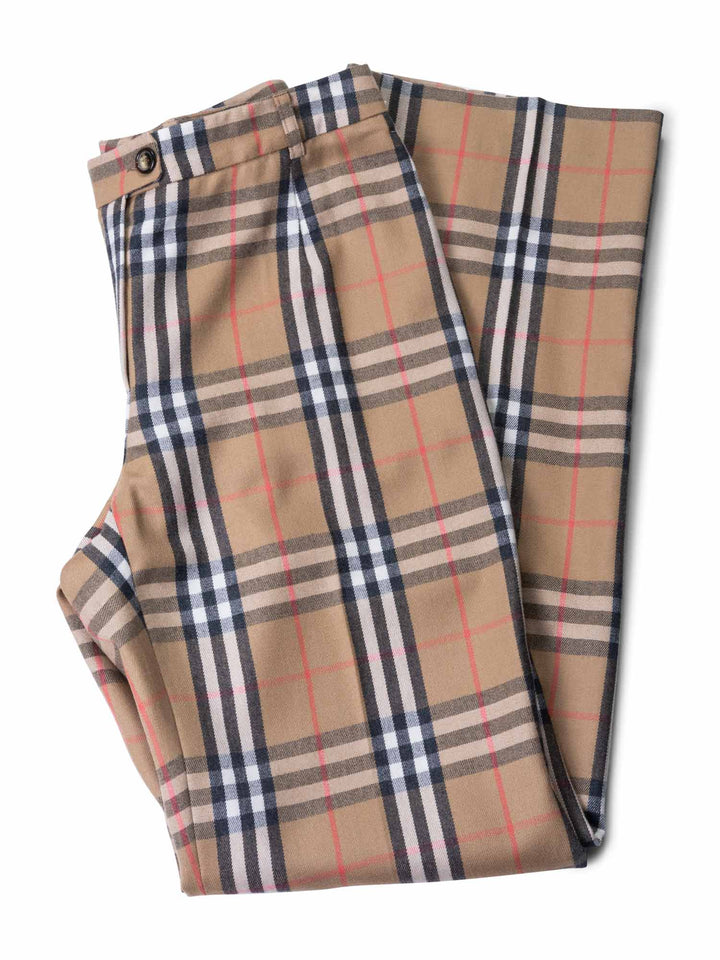 Burberry Nova Check Straight-Legged Pants Brown