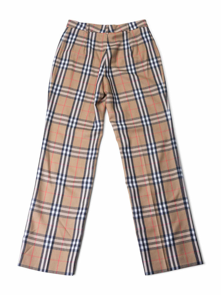 Burberry Nova Check Straight-Legged Pants Brown