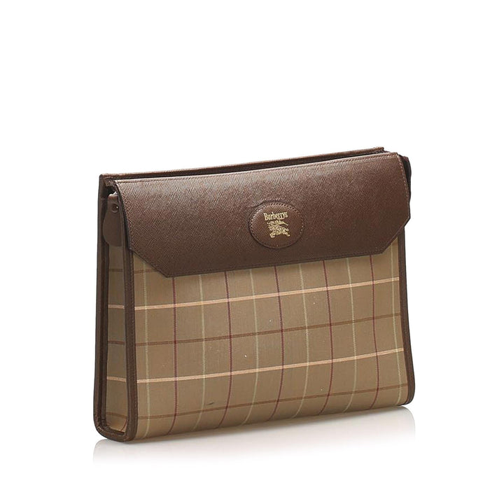 Burberry Plaid Canvas Clutch Bag (SHG-14232)