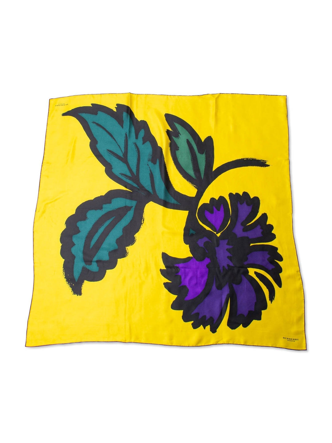 Burberry Prorsum Silk Abstract Flower Scarf Yellow