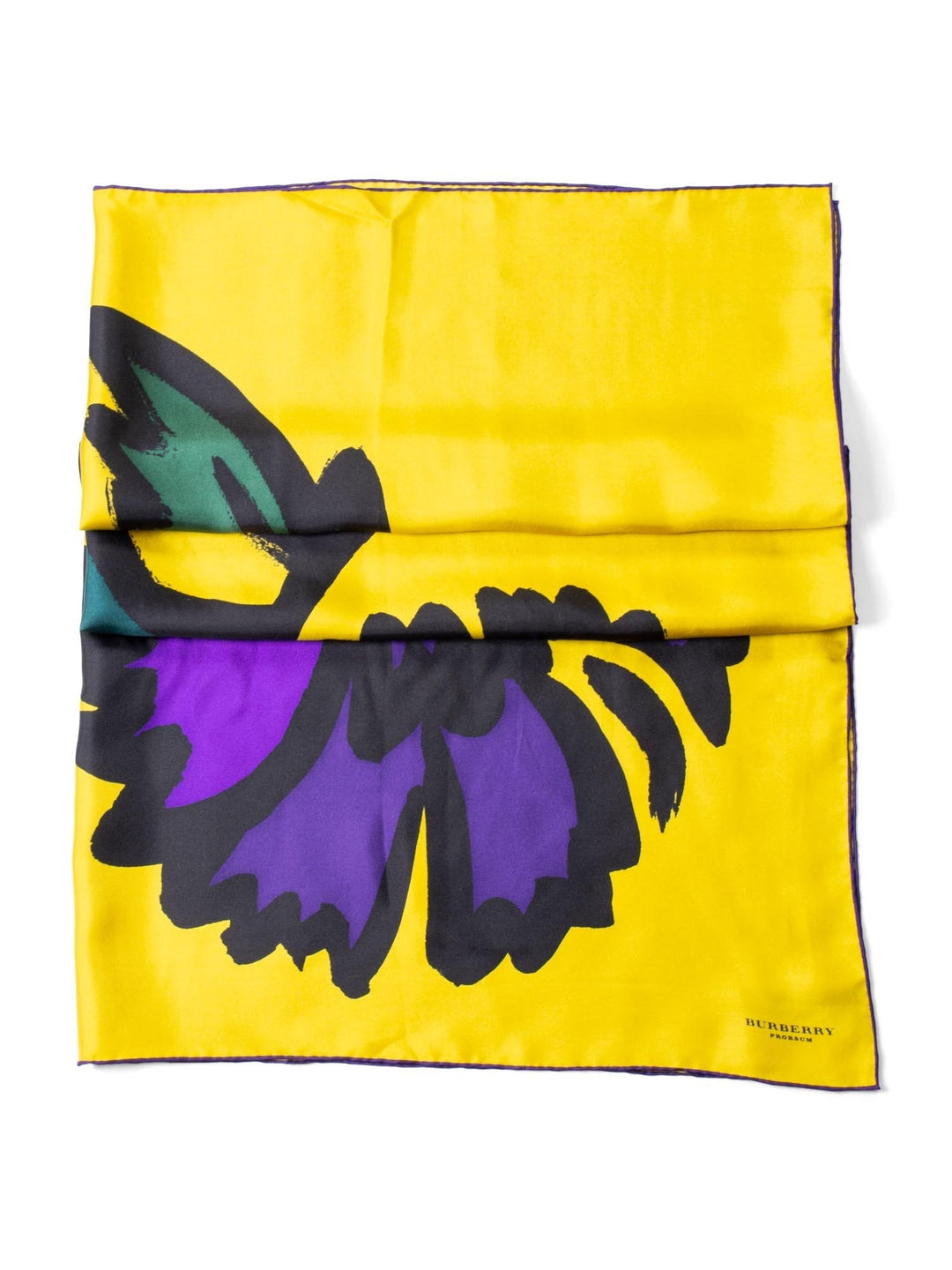 Burberry Prorsum Silk Abstract Flower Scarf Yellow