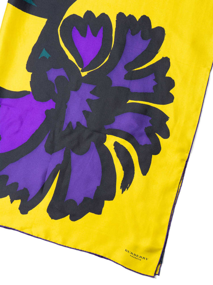Burberry Prorsum Silk Abstract Flower Scarf Yellow