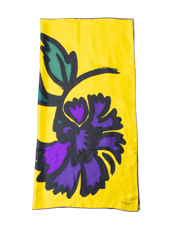 Burberry Prorsum Silk Abstract Flower Scarf Yellow