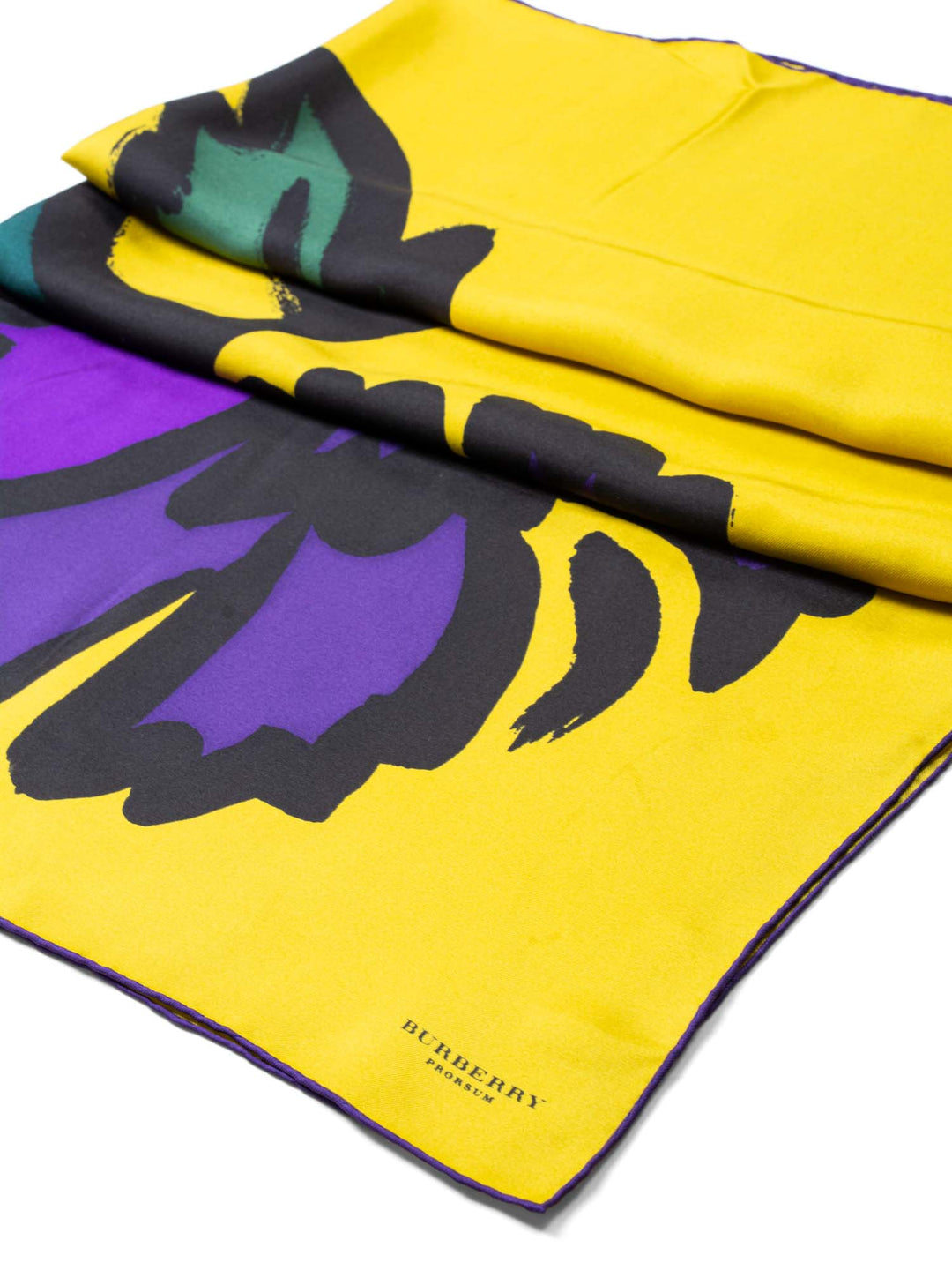 Burberry Prorsum Silk Abstract Flower Scarf Yellow