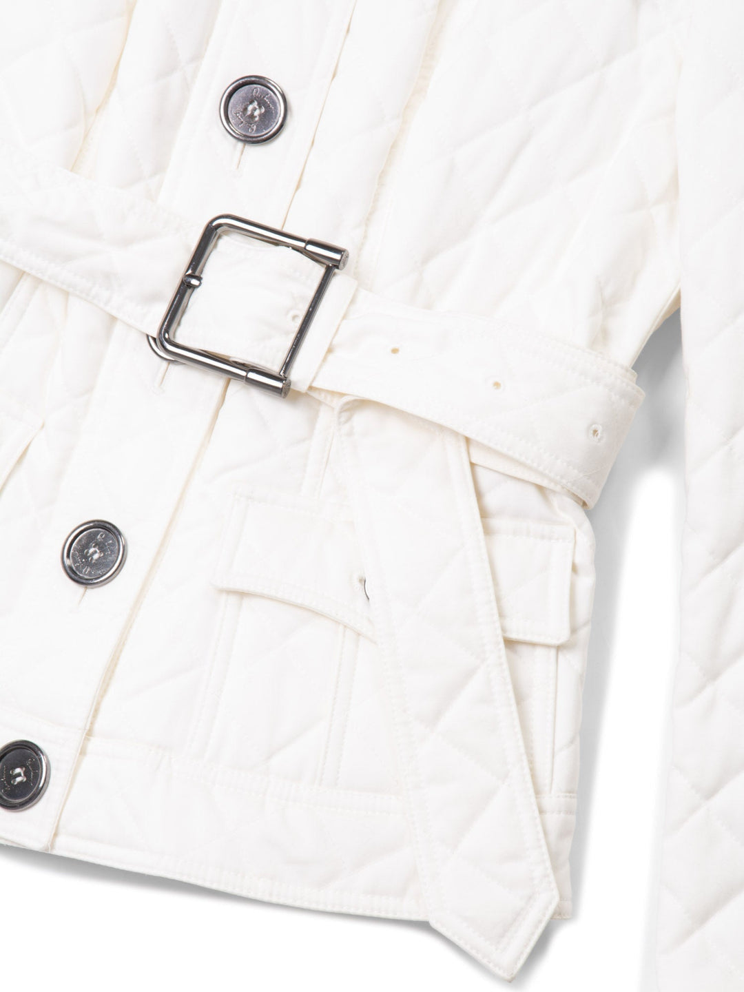 Burberry Quilted Belted Jacket White