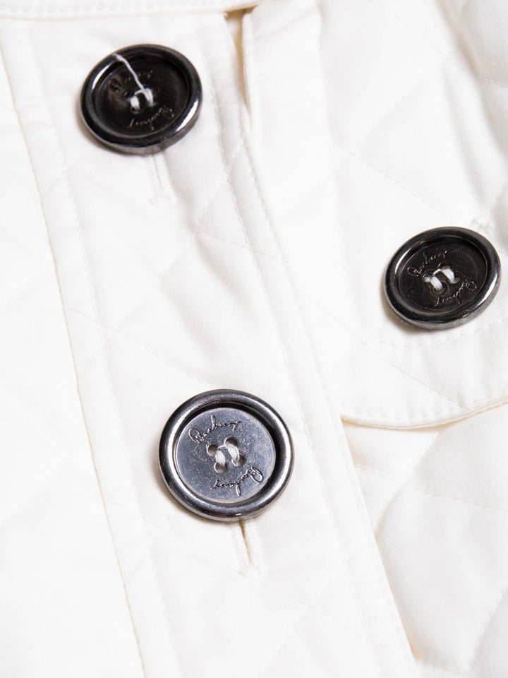 Burberry Quilted Belted Jacket White
