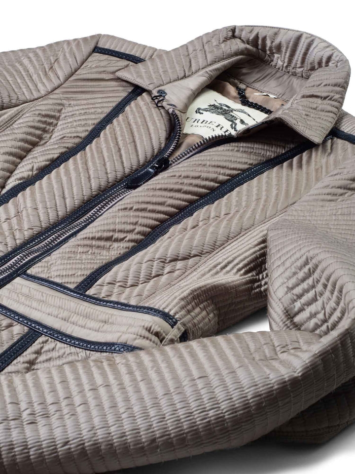 Burberry Quilted Leather Fitted Coat Taupe