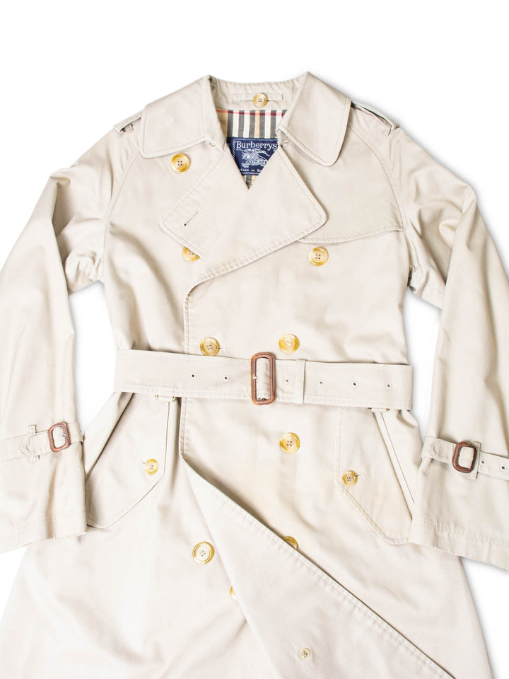 Burberry Vintage Nova Check Wool Lining Trench Coat Beige