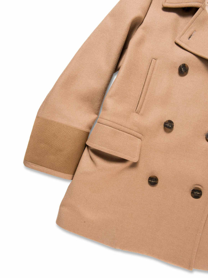Burberry Wool Anchor Buttoned Coat Camel Brown