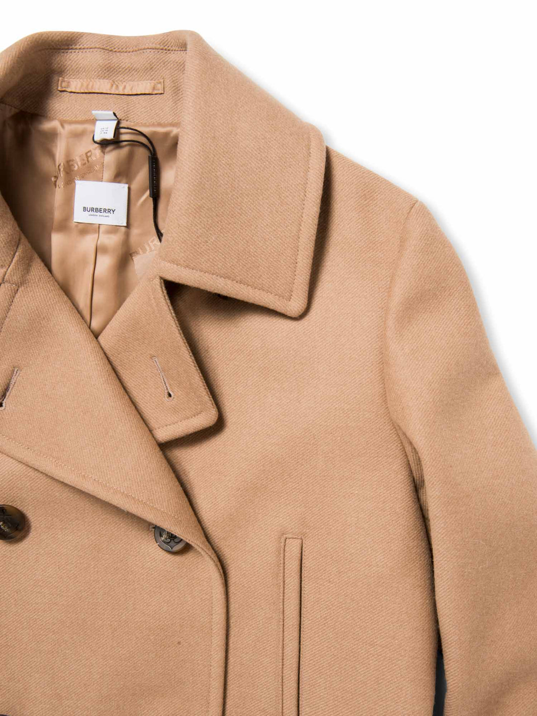 Burberry Wool Anchor Buttoned Coat Camel Brown