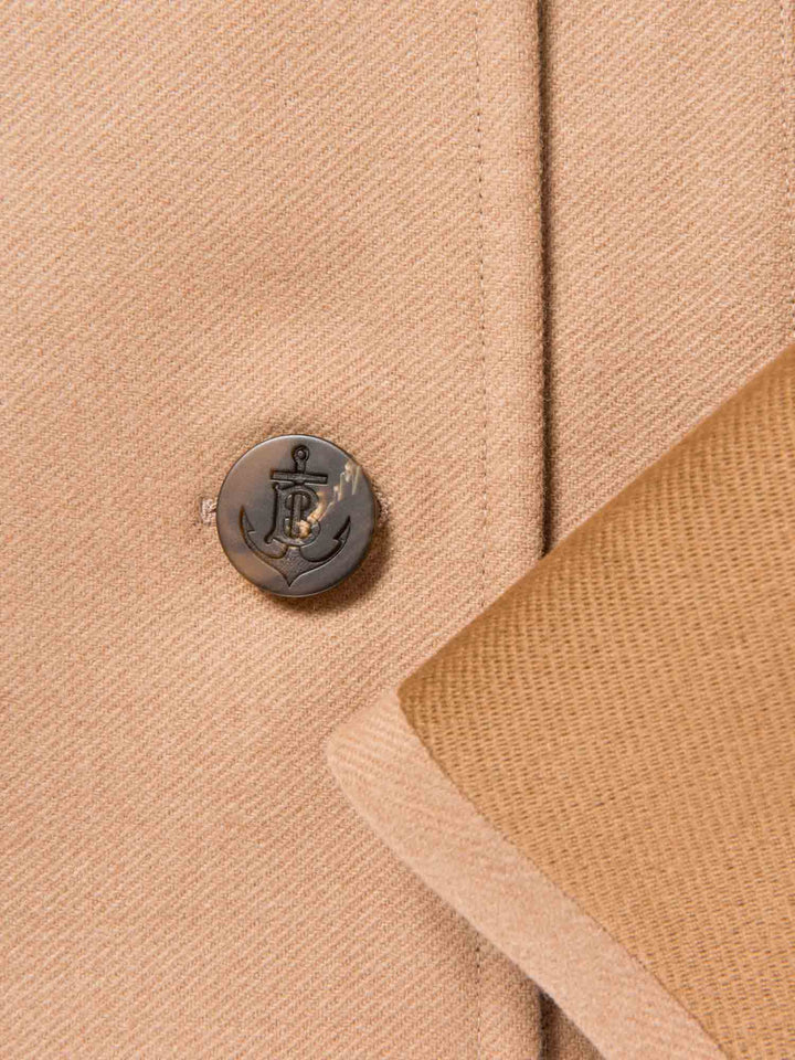 Burberry Wool Anchor Buttoned Coat Camel Brown